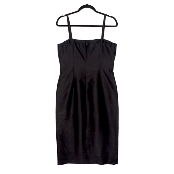 LYNN LUGO 100% Silk Black Sleeveless Sheath Cocktail Dress 12 Large - Picture 2 of 7